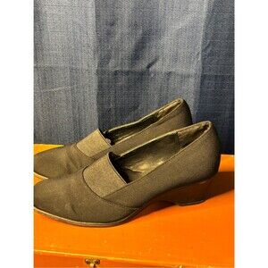 George Black Slip-On Low Heel Dress Pumps